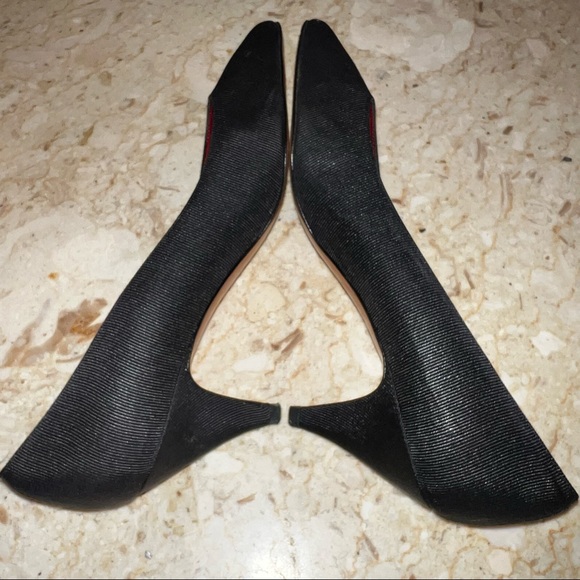 Vintage Regina 80s Black Leather Lined Almond Toe Heels. Size 8.5 Narrow - Picture 5 of 10